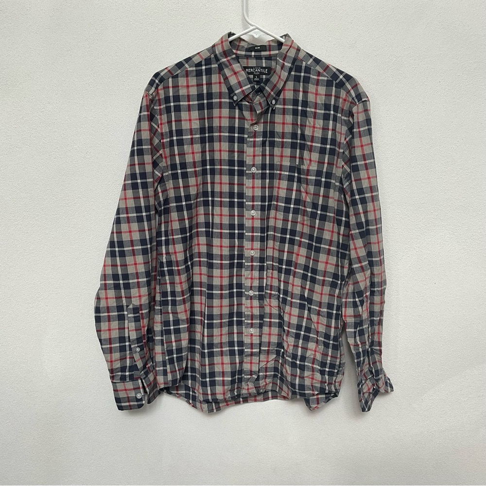 J. Crew Mercantile Flex Slim Fit Plaid Button Down Shirt Size Large